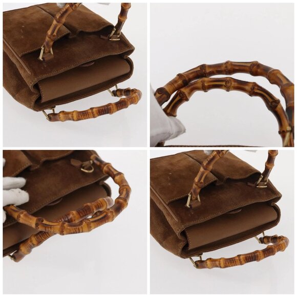 GUCCI Bamboo Hand Bag Suede Brown Gold 000 122 0316 Auth gh1243 - Picture 16 of 16
